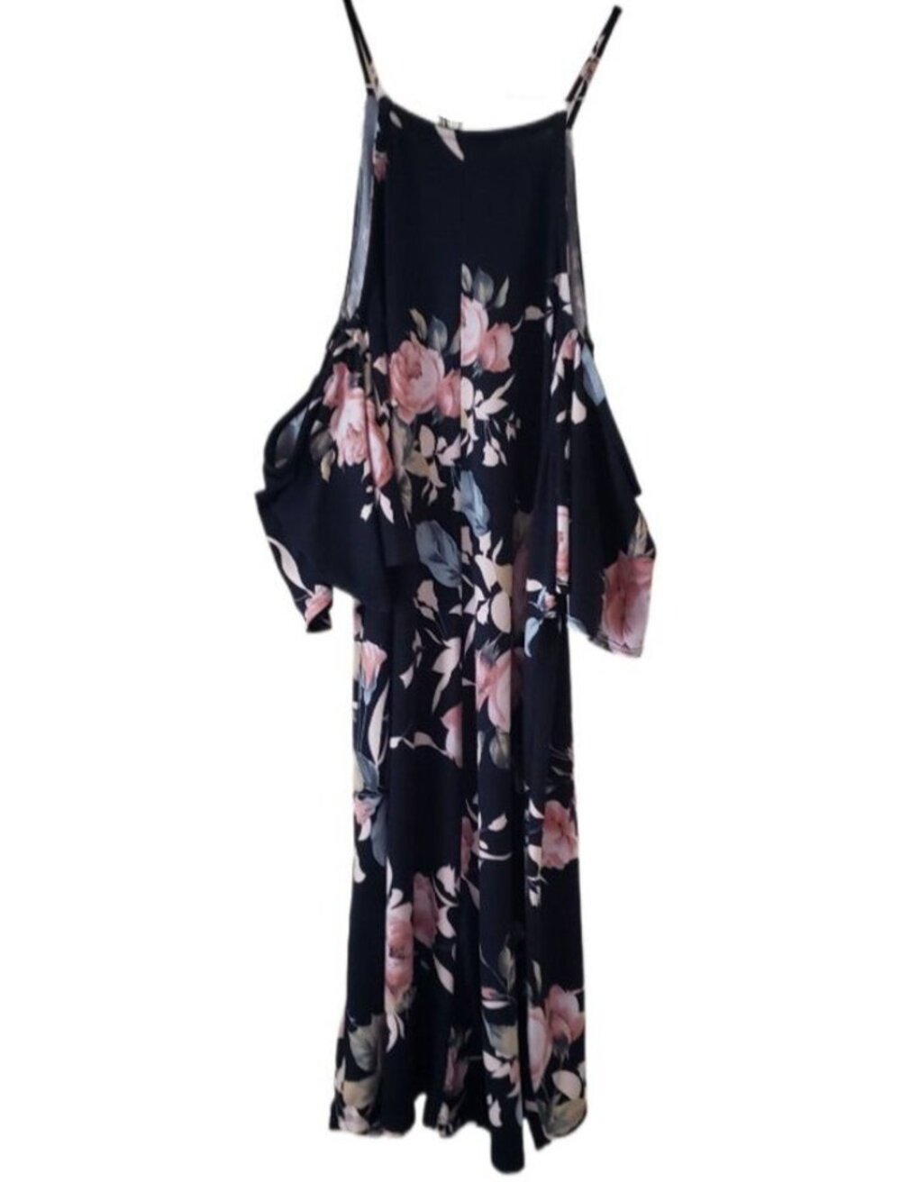 First Love Black Floral Cold Shoulder Dress